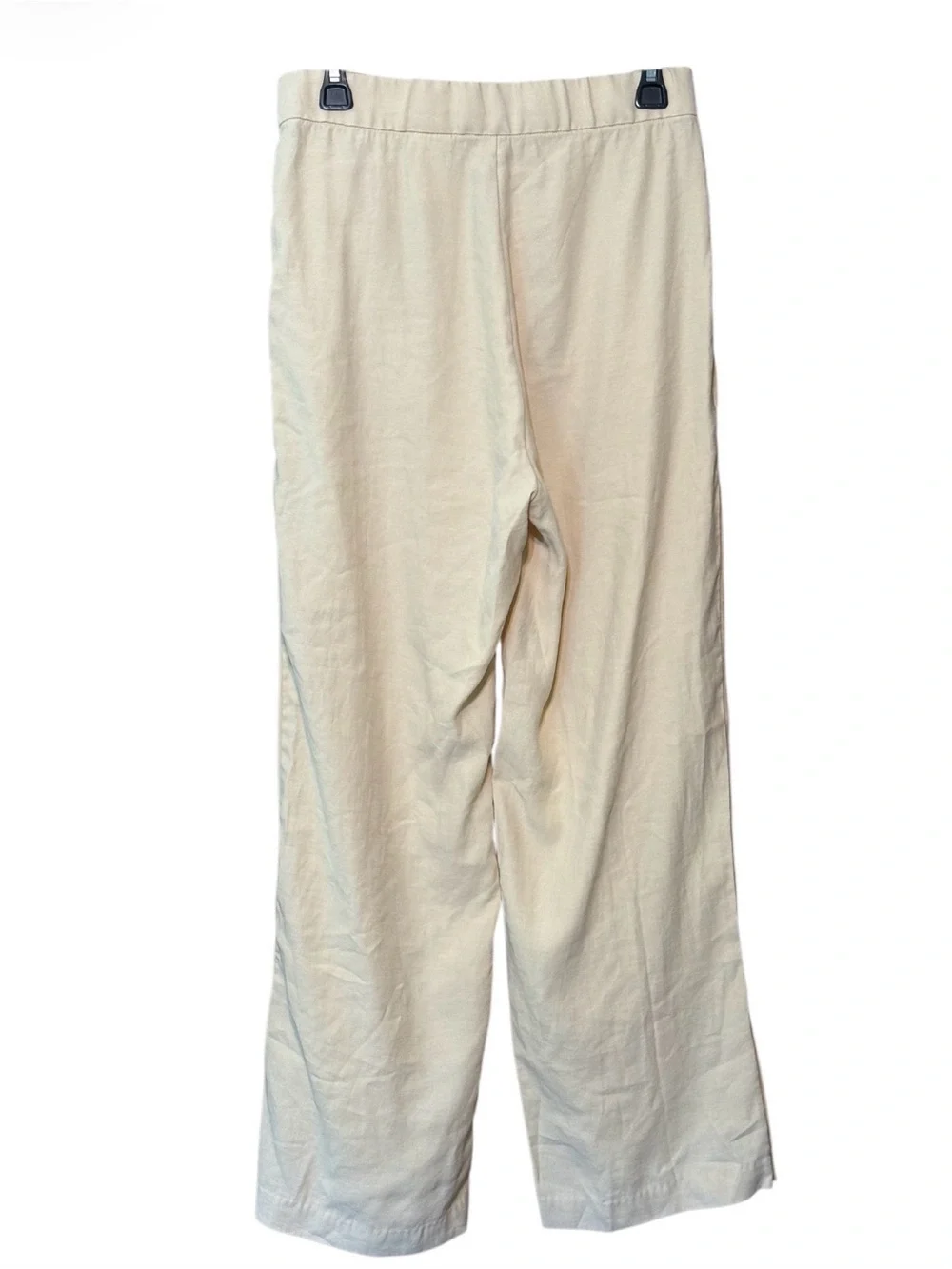 H&M Buttercream Linen Blend Wide Leg Side Slit Pants Size 8